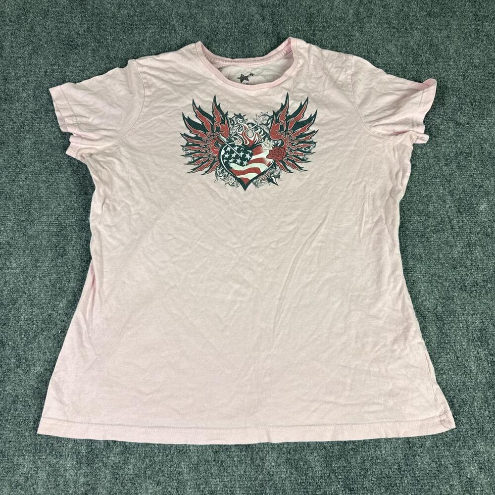 Pink vintage american flag heart